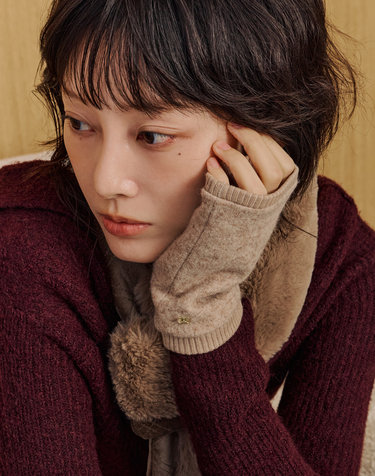 [간절기여성핸드워머]베이지 DD로고 울혼방 핸드워머