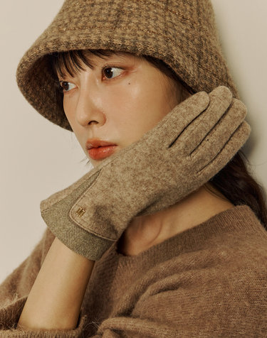[온라인한정][여성장갑] 베이지 DD로고 울혼방 장갑