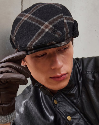 [스테디셀러][보온성] 블랙 앤 그레이 체크 울혼방 헌팅캡