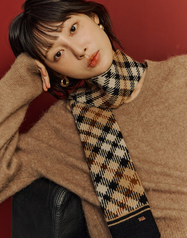 [온라인한정] 브라운 체크 울캐시미어혼방 머플러