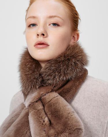 [DAKS MUFFLER][DAKS FUR]여성 브라운 와이드 폭스퍼 머플러
