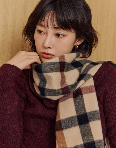 [DAKS MUFFLER][캐시미어100][목도리] 남녀공용 브라운 체크 캐시미어100% 머플러