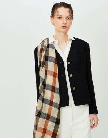 [WOOL100%] 여성 브라운 하우스체크 울 라이트 머플러