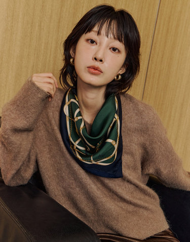 [SILK 100%] 그린 실크 100% 사각 스카프