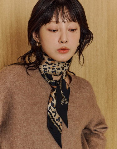 [SILK 100%] 브라운 레오파드 실크 쁘띠
