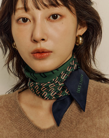 그린 DD로고 실크 쁘띠 스카프