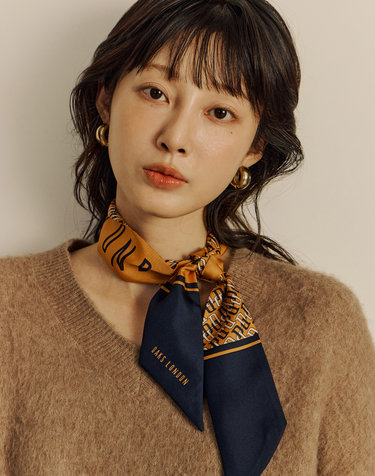 오렌지 DD로고 실크 쁘띠 스카프