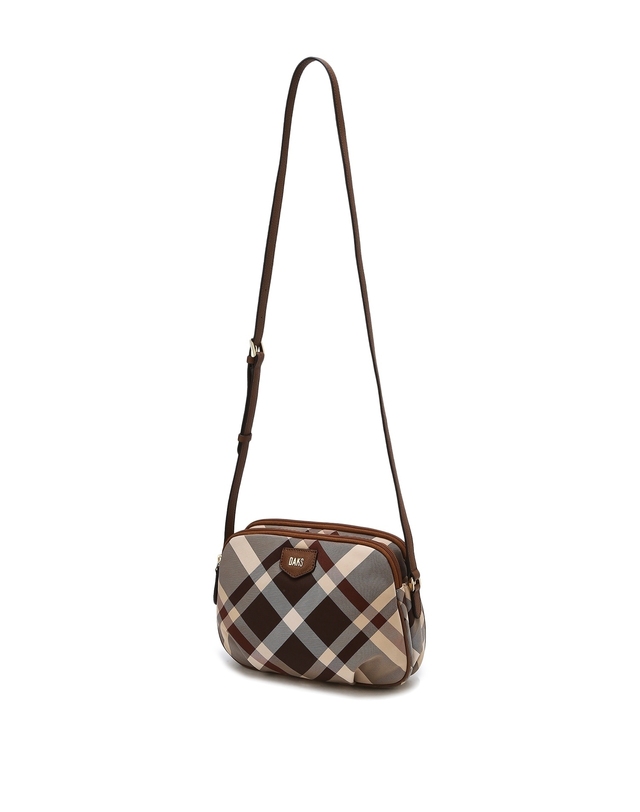 닥스 액세서리 [TARTAN CHECK JQD] 브라운 체크 가죽배색 자카드 크로스백 상세