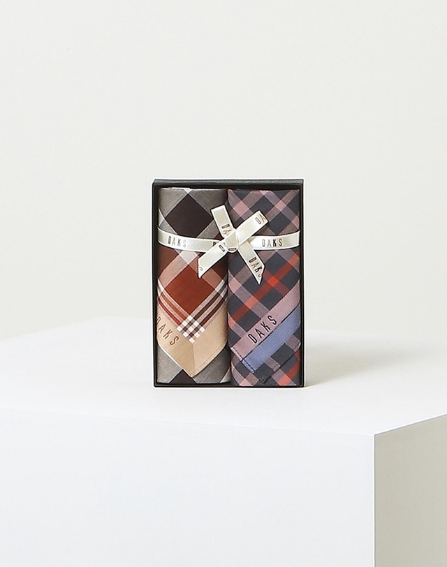 닥스 액세서리 [DAKS GIFT]베이지 레드 체크 면 손수건2종세트 상세