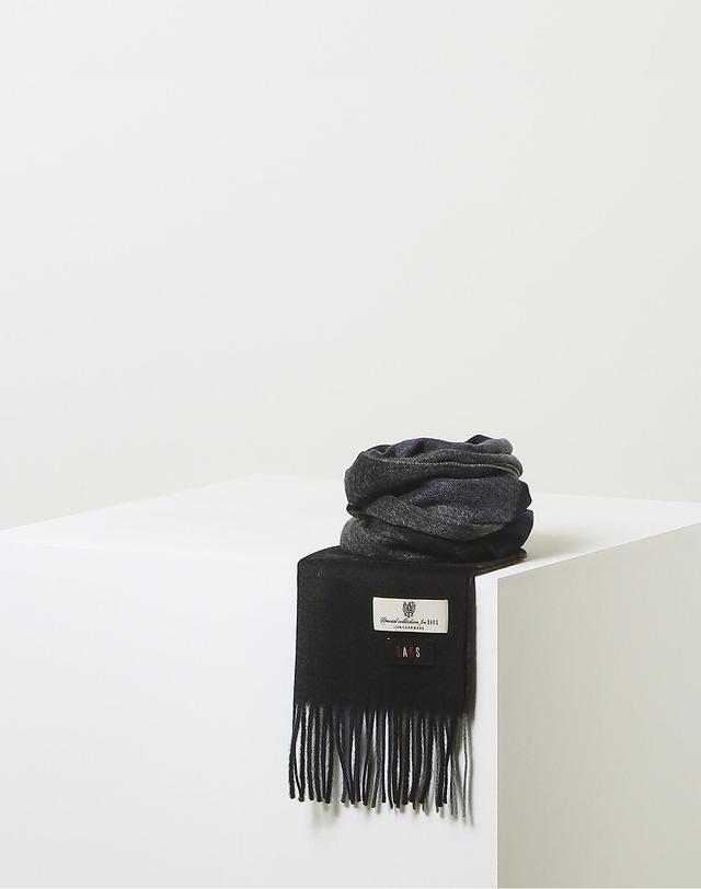 닥스 액세서리 [DAKS MUFFLER][캐시미어100][BASIC] 남녀공용 네이비 체크 캐시미어100% 머플러 착용컷