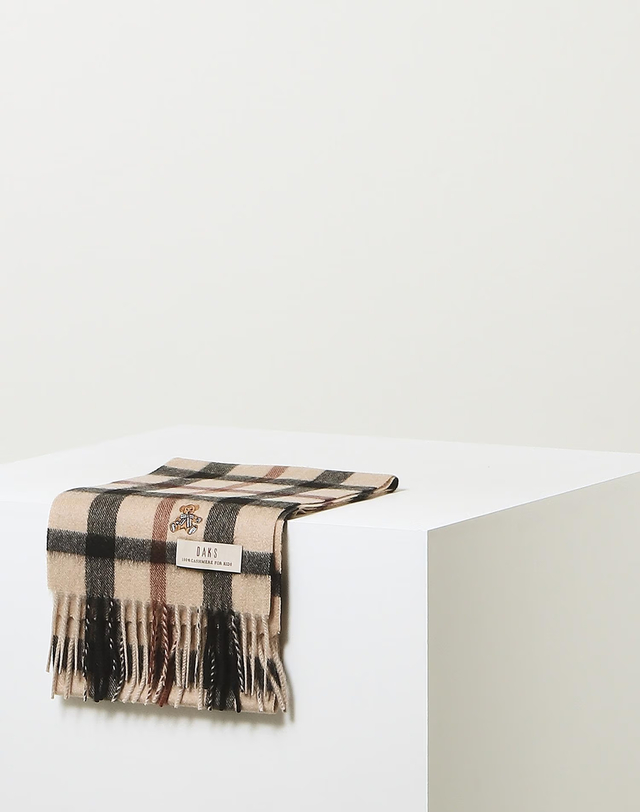 닥스 액세서리 [DAKS MUFFLER][캐시미어100] 남녀공용 체크 닥스베어 캐시미어100% 머플러 브라운 착용컷