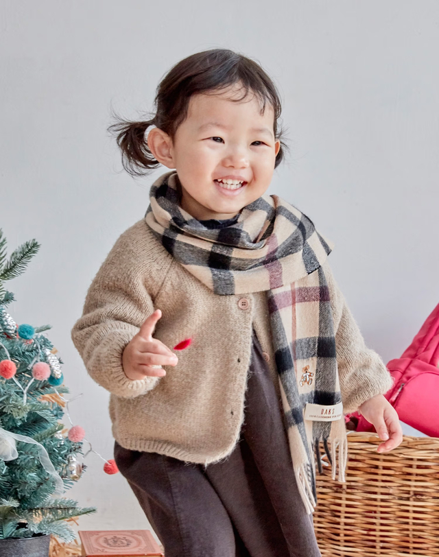 닥스 액세서리 [DAKS MUFFLER][캐시미어100] 남녀공용 체크 닥스베어 캐시미어100% 머플러 브라운 상세