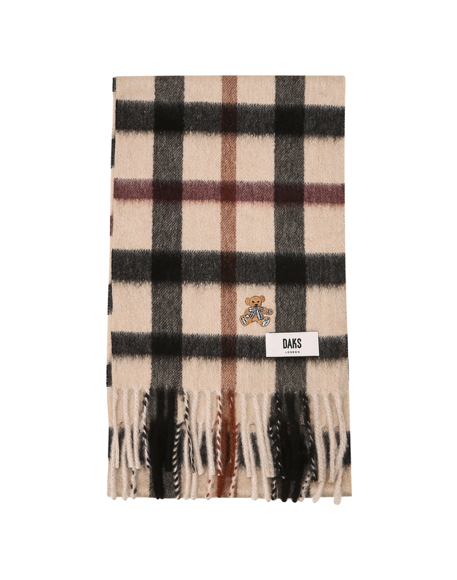 닥스 액세서리 [DAKS MUFFLER][캐시미어100] 남녀공용 체크 닥스베어 캐시미어100% 머플러 브라운 상세