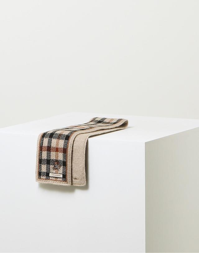 닥스 액세서리 [DAKS MUFFLER][캐시미어100][목도리] 브라운 버튼여밈 캐시미어100% 양면 머플러 착용컷
