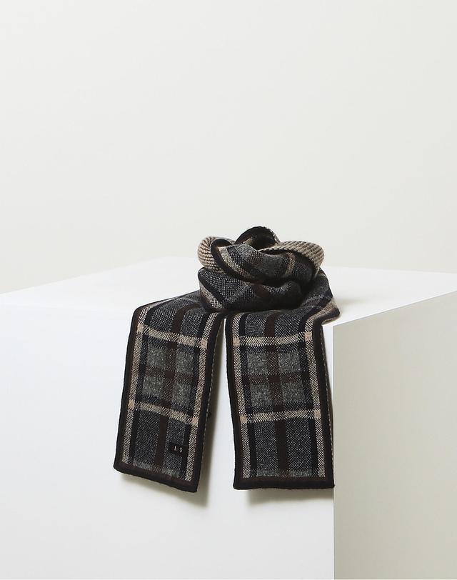 닥스 액세서리 [DAKS MUFFLER][캐시미어100][목도리] 남녀공용 네이비 체크 캐시미어100% 숏머플러 착용컷