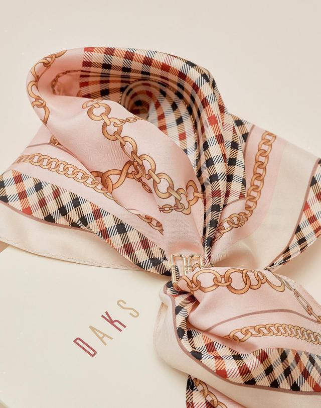 닥스 액세서리 [DAKS GIFT]베이지 체인프린트 쁘띠 삼각스카프&링 세트 상세
