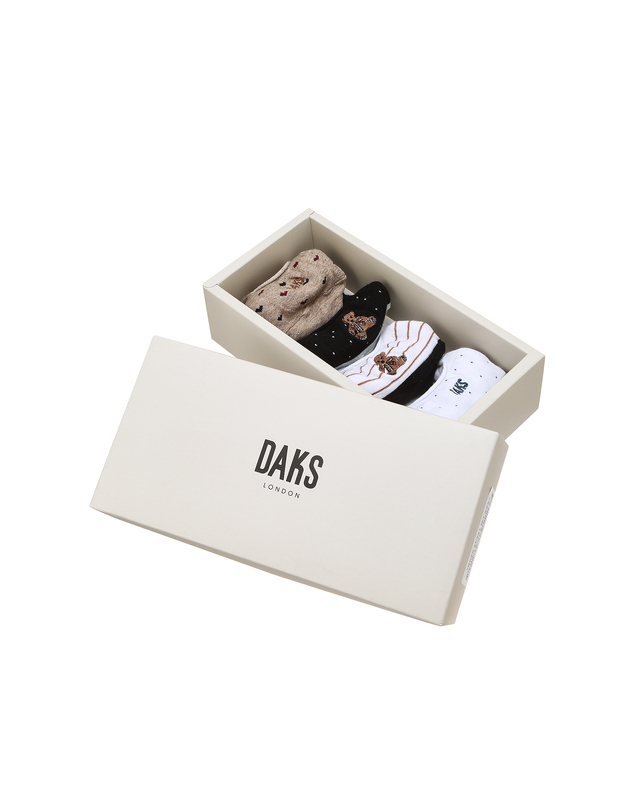 닥스 액세서리 [여성페이크삭스] 포인트 곰돌이 면혼방 덧신양말4종세트 흰색 착용컷