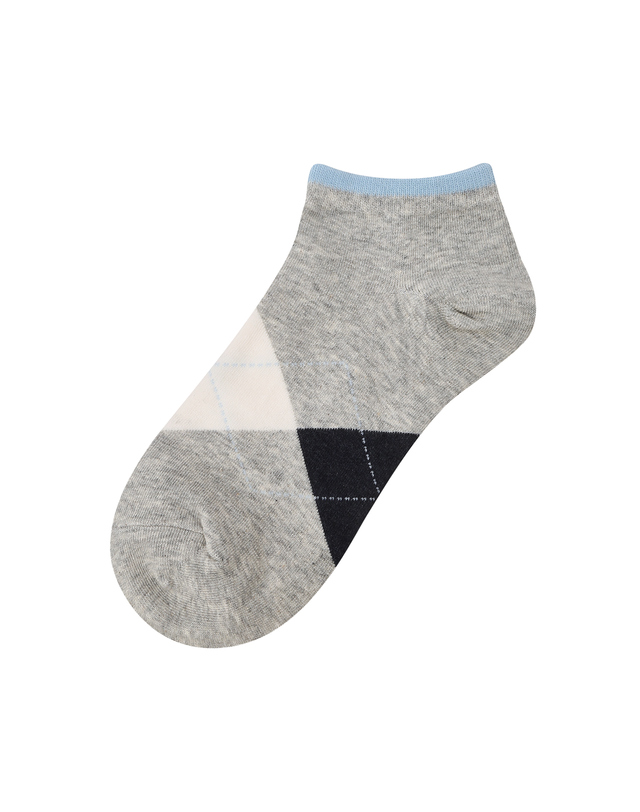 닥스 액세서리 [여성발목4족]피치블루 체크 여성발목 양말 4종세트 흰색 상세