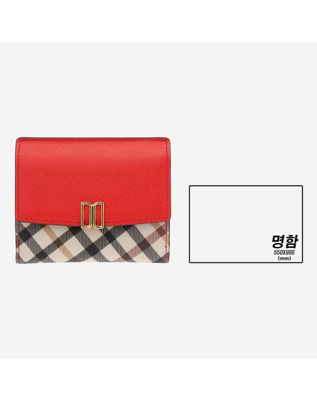 닥스 액세서리 [VICTORIA] 레드 체크배색 DD로고 2단 반지갑 상세