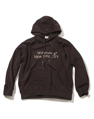 Lettering Logo Brushed Hoodie_Dark Brown