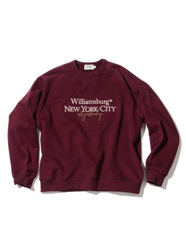 Lettering Logo Brushed Sweat Shirt_Wine