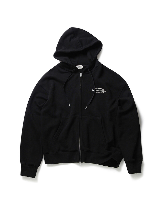 윌리엄스버그 뉴욕시티 Save the earth Heavy Hood Full zip-up_Black 블랙 착용컷