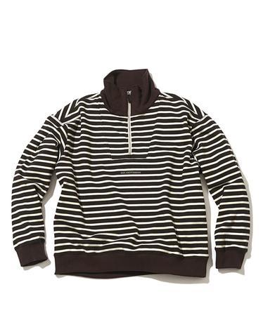Stripe Half zip-up Sweat Shirt_Dark Brown