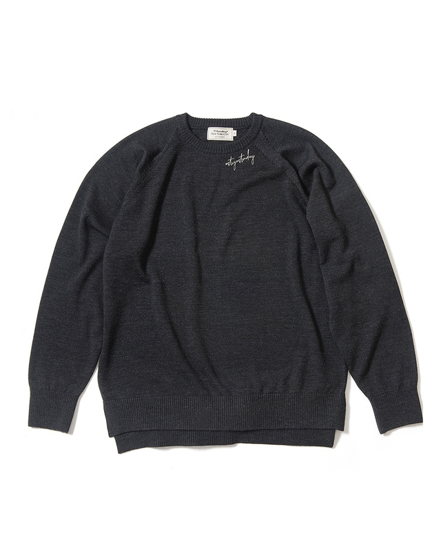 윌리엄스버그 뉴욕시티 [Essential] Wool Blended Unblance Round Knit_Charcoal 그레이 착용컷