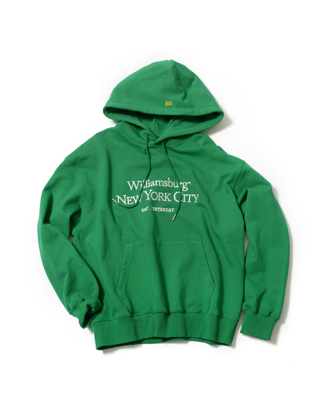 윌리엄스버그 뉴욕시티 Classic Logo Needlework Hoodie_Green 그린 착용컷
