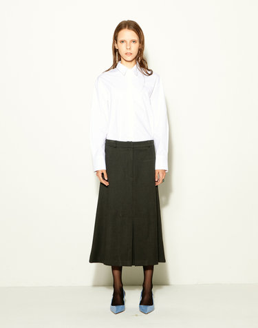 Front pleated midi skirt Dark grey