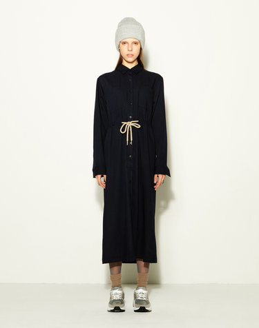 Light wool-blend shirt dress Navy