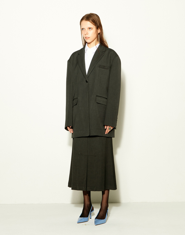 에스더블류앤엘시원리 에스더블류앤엘 시원리 Drop shoulder oversized jacket Dark grey 그레이 착용컷
