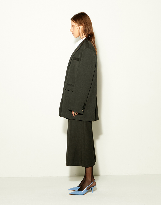 에스더블류앤엘시원리 에스더블류앤엘 시원리 Drop shoulder oversized jacket Dark grey 그레이 착용컷