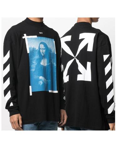 [OFFWHITE] 블루 모나리자 모크넥 오버 OMAB032R 21JER001 1001