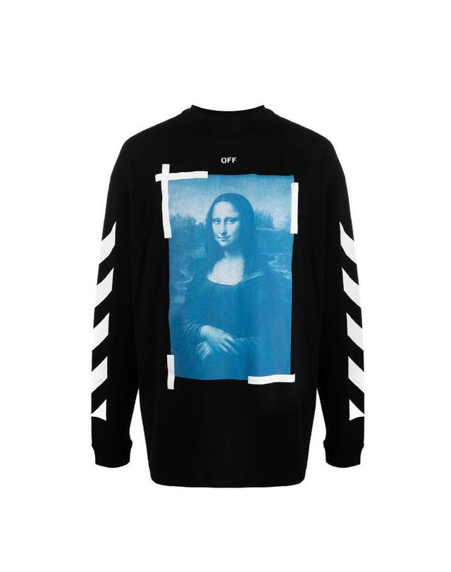 오프화이트 [OFFWHITE] 블루 모나리자 모크넥 오버 OMAB032R 21JER001 1001 착용컷