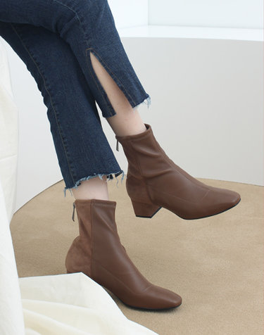 Bi-Leather Socks Boots_Brown