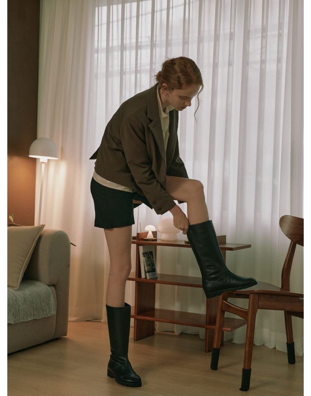 케리제이드 Flat Long Boots_Black 블랙 착용컷