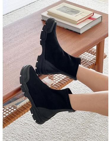 [VETIANO 베티아노] 뒷지퍼 스판 스웨이드 부츠 / Back-Zip Stretch Suede Boots