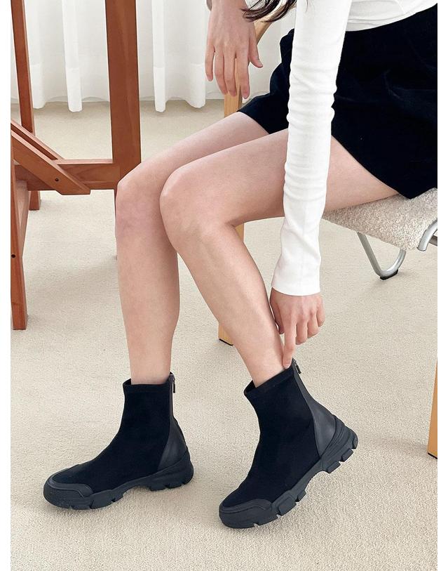 베티아노 [VETIANO 베티아노] 뒷지퍼 스판 스웨이드 부츠 / Back-Zip Stretch Suede Boots 착용컷