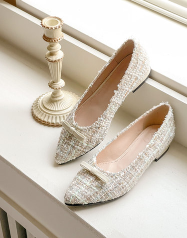 [VETIANO 베티아노] 스페이스 트위드 리본 플랫 space tweed ribbon flats