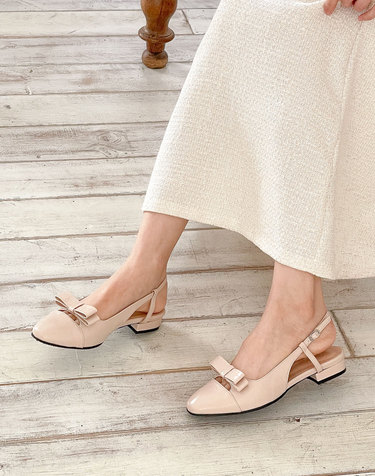 [VETIANO 베티아노] 왈츠 리본 스퀘어 슬링백 플랫 2color /  Waltz Ribbon Square Slingback Flats 2color