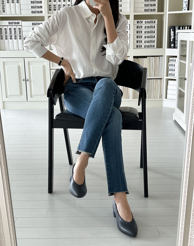 베티아노 [VETIANO 베티아노] 베스 콤비 양가죽 밴딩 펌프스 3C/ Bath Combi Lambskin Banding Pumps 3C 피치 착용컷