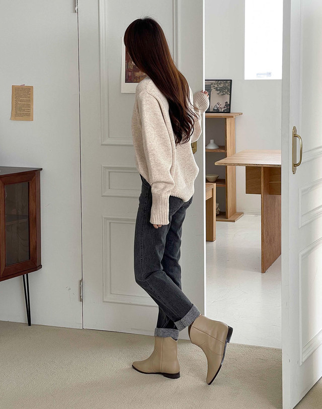 베티아노 [VETIANO 베티아노] 마랑 숏 우드 심플 웨스턴 부츠 / Marant Short Wood Simple Western Boots 블랙 착용컷
