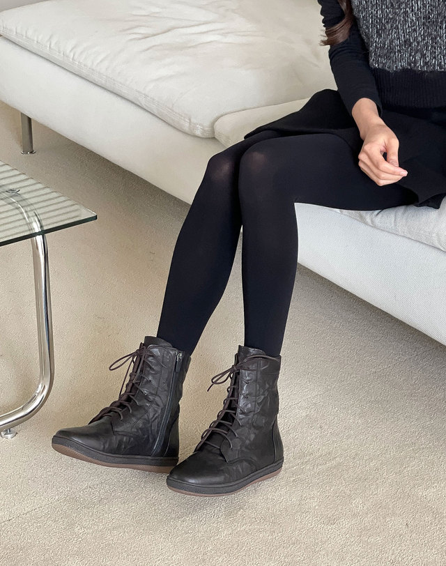 베티아노 [VETIANO 베티아노] 로대오 레이스업 스니커즈 부츠 2C Rodeo lace-up sneakers Boots 2C 블랙 착용컷