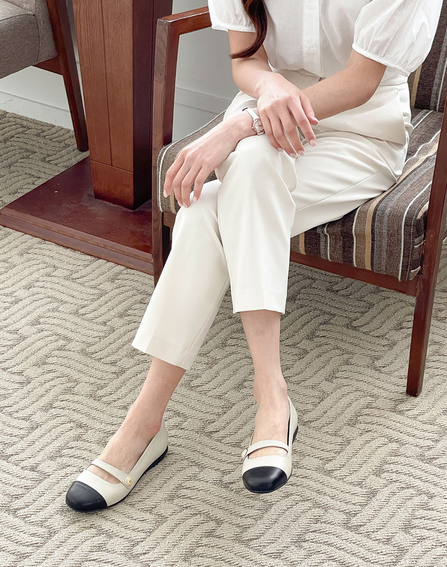 베티아노 [VETIANO 베티아노] 에끌라 스퀘어 투톤 플랫 3color Eclat square two-tone flats3color 착용컷