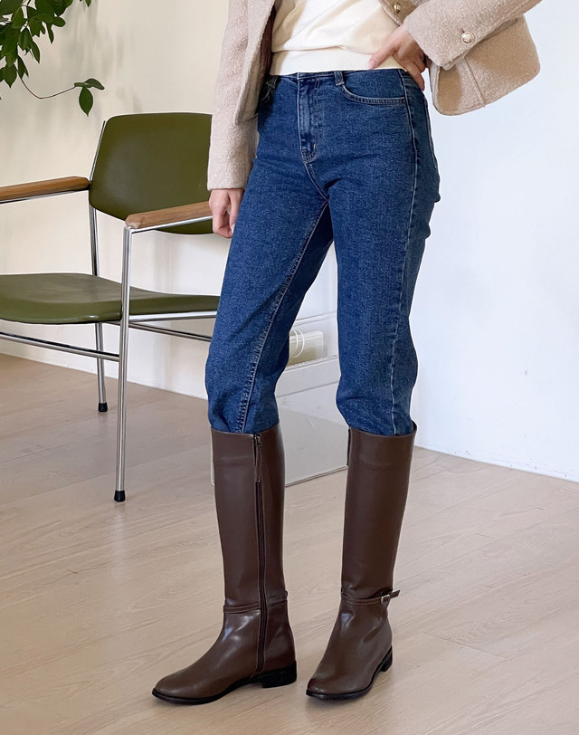 베티아노 [VETIANO 베티아노] 루카스 벨트 소가죽 롱부츠 2color / Lucas belt cowhide long boots 2colors 블랙 착용컷