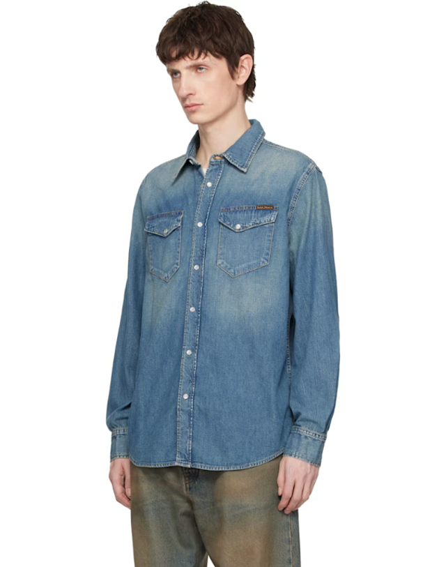 누디진 [해외직구] Nudie Jeans 블루 군나르 데님 셔츠 140919B83 TP873498797 착용컷