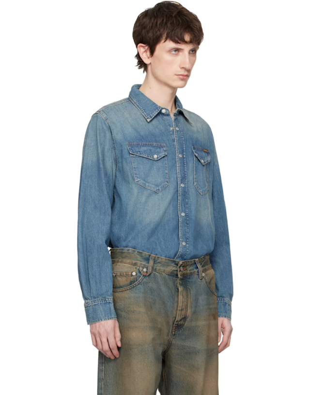 누디진 [해외직구] 26 FW Nudie Jeans 블루 군나르 데님 셔츠 261078M192002 착용컷