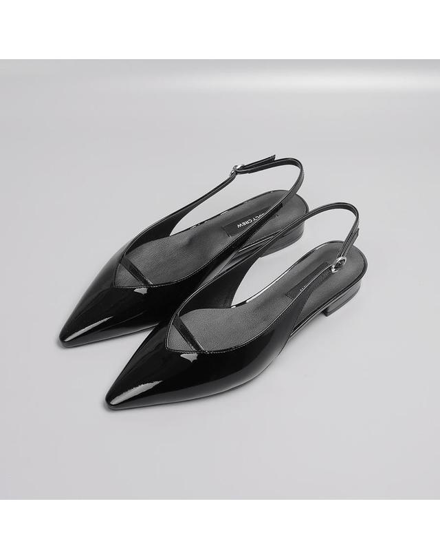 루시크루 레더 슬링백 펌프스 LC378 2cm 블랙 착용컷