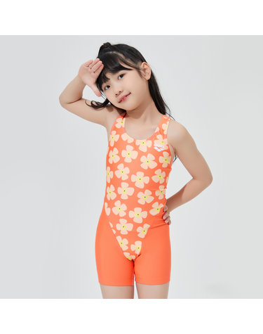 [아레나수영복] 컬러팜 아동 3부 반신 레이서백 A4SG1GL08ORG